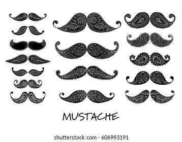 Mustache collection, ornate sketch for your design