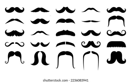 Mustache collection set isolated on white background.