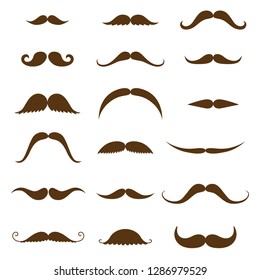 Mustache collection. Set of vintage and retro mustache for hipster style design.