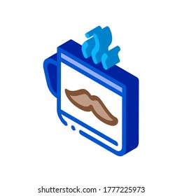 Mustache Cup Icon Vector. Isometric Mustache Cup Sign. Color Isolated Symbol Illustration