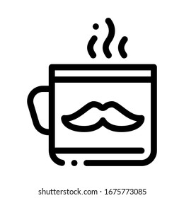 Mustache Cup Icon Vector. Outline Mustache Cup Sign. Isolated Contour Symbol Illustration