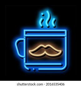 Mustache Cup neon light sign vector. Glowing bright icon Mustache Cup Sign. transparent symbol illustration