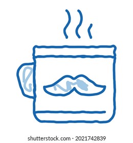 Mustache Cup sketch icon vector. Hand drawn blue doodle line art Mustache Cup Sign. isolated symbol illustration