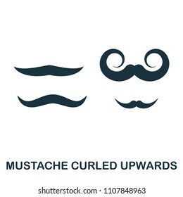 Mustache Curled Upwards icon. Flat style icon design. UI. Illustration of mustache curled upwards icon. Pictogram isolated on white. Ready to use in web design, apps, software, print.