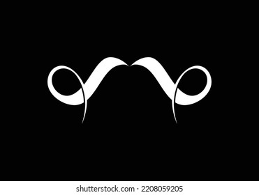 Mustache Curly Moustache Clipart Logo M Letter Logo Design Template Black Background