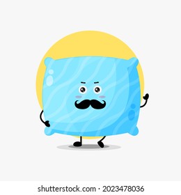Mustache cute pillow character illustration