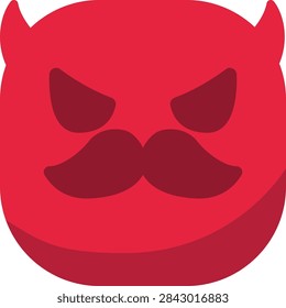 Mustache Devil Face Emoji, Evil Mischievous Devilish Wicked