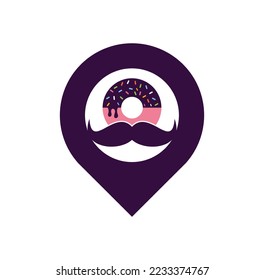 Mustache donut vector logo design icon.