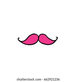 mustache doodle icon, sticker