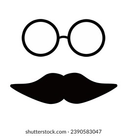 Mustache and eyeglasses set icon. Vector illustration.