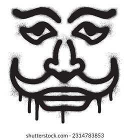 Mustache face  graffiti with black spray paint