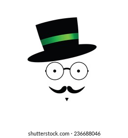 mustache face with hat color vector illustration