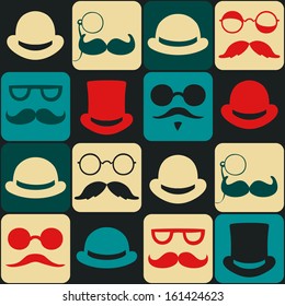 Mustache faces seamless pattern