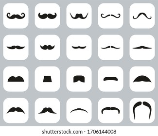 Mustache Or Facial Hair Icons Black & White Flat Design Set Big