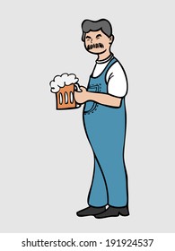 Mustache farmer standing with beer