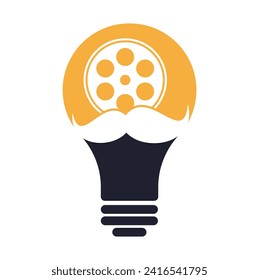 Mustache film roll bulb shape concept logo design vector.