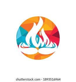Mustache fire vector logo design concept. Restaurant or kitchen design template.