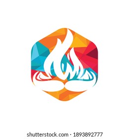 Mustache fire vector logo design concept. Restaurant or kitchen design template.