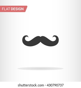 Mustache flat icon. Black and white mustache isolated on background. Vector mustache