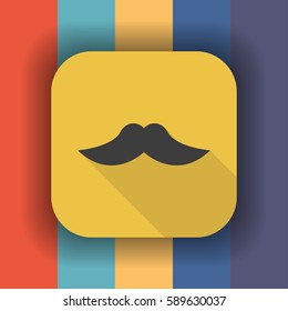 mustache flat icon with long shadow, vector illustration