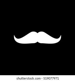 Mustache Flat Icon On Black Background