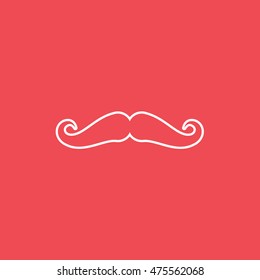Mustache Flat Icon On Red Background