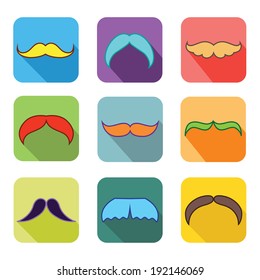 Mustache flat icon set EPS 10