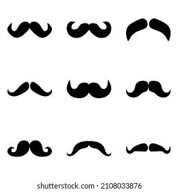 Mustache Flat Icon Set Isolated On White Background