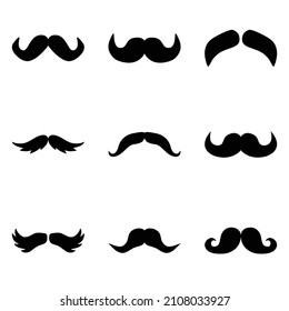Mustache Flat Icon Set Isolated On White Background