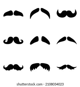 Mustache Flat Icon Set Isolated On White Background