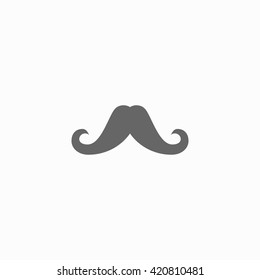 Mustache flat icon. Mustache web icon. Monochrome mustache isolated on background