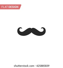 Mustache flat icon. Mustache web icon. Monochrome mustache isolated on background