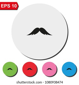 Mustache flat round colorful vector icon.