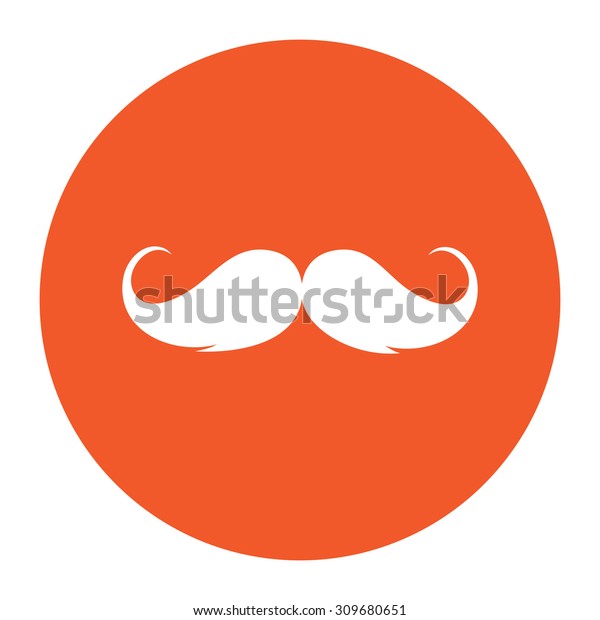 Mustache Flat White Symbol Orange Circle Stock Vector (Royalty Free ...