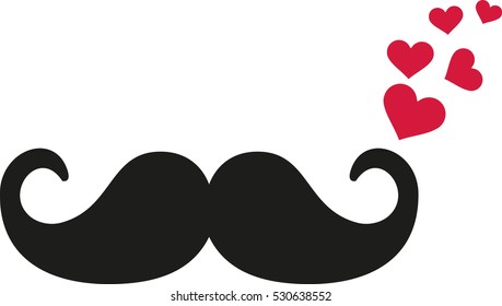 Mustache with flying hearts