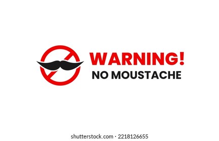 mustache forbidden sign. no mustache icon sticker on isolated background