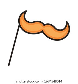 mustache funny april fools day line and fill style icon vector illustration design