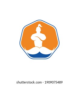 Mustache Genie Vektor Logo Design. Starke Vorlage für Genie-Symbole.