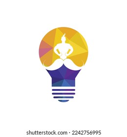 Mustache genie vector logo design. Strong genie icon template.