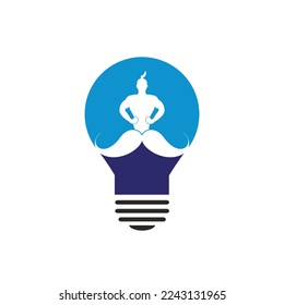 Diseño del logo vectorial del género bigote. Plantilla de icono de genio fuerte.