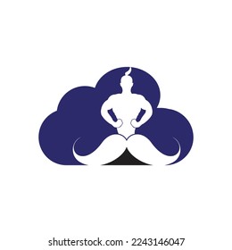 Diseño del logo vectorial del género bigote. Plantilla de icono de genio fuerte.