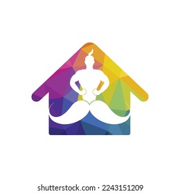 Mustache genie vector logo design. Strong genie icon template.