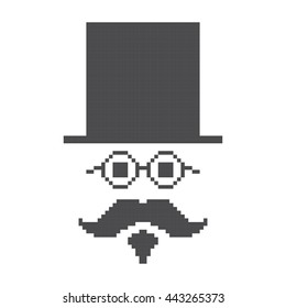 mustache gentleman pixel art