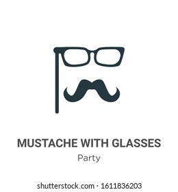 Mustache with glasses glyph icon vector on white background. Flat vector mustache with glasses icon symbol sign from modern party collection for mobile concept and web apps design.