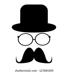 Mustache, glasses and a hat