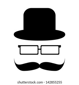 Mustache, glasses and a hat