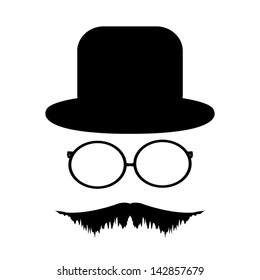 Mustache, glasses and a hat