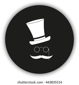 Mustache, glasses and a hat. Flat illustration.
