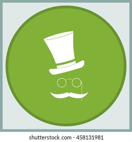 Mustache, glasses and a hat. Flat illustration.