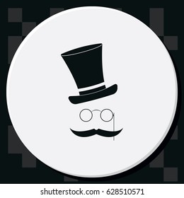 Mustache, glasses and a hat. Flat illustration.